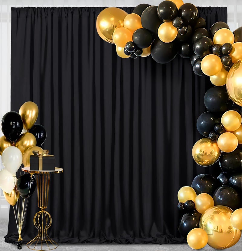 LuoluoHouse Backdrop Curtains Black Polyester Backdrop for Curtains 2 Packs 5ftx8ft Drape Halloween Curtain Fabric for Party Decoration - Image 4